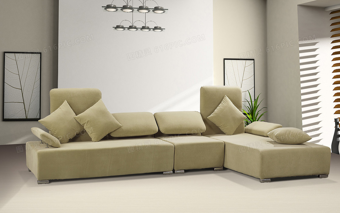 沙发背景简约单色室内设计素材