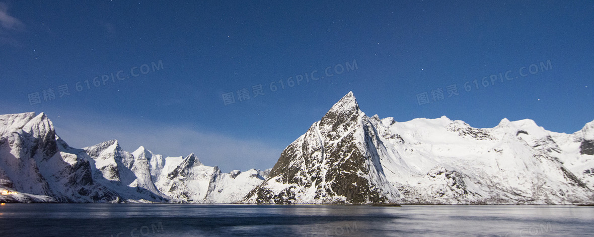 高山冰雪唯美大海背景