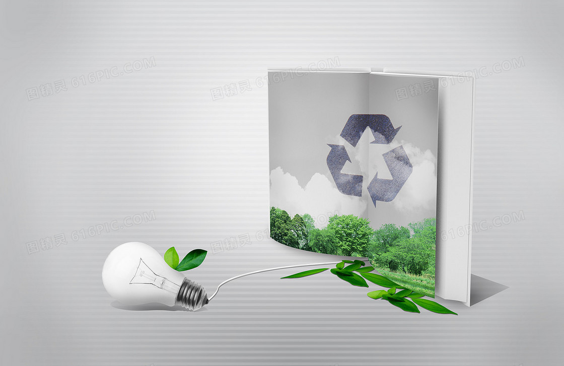 绿色环保节能灯泡印刷背景