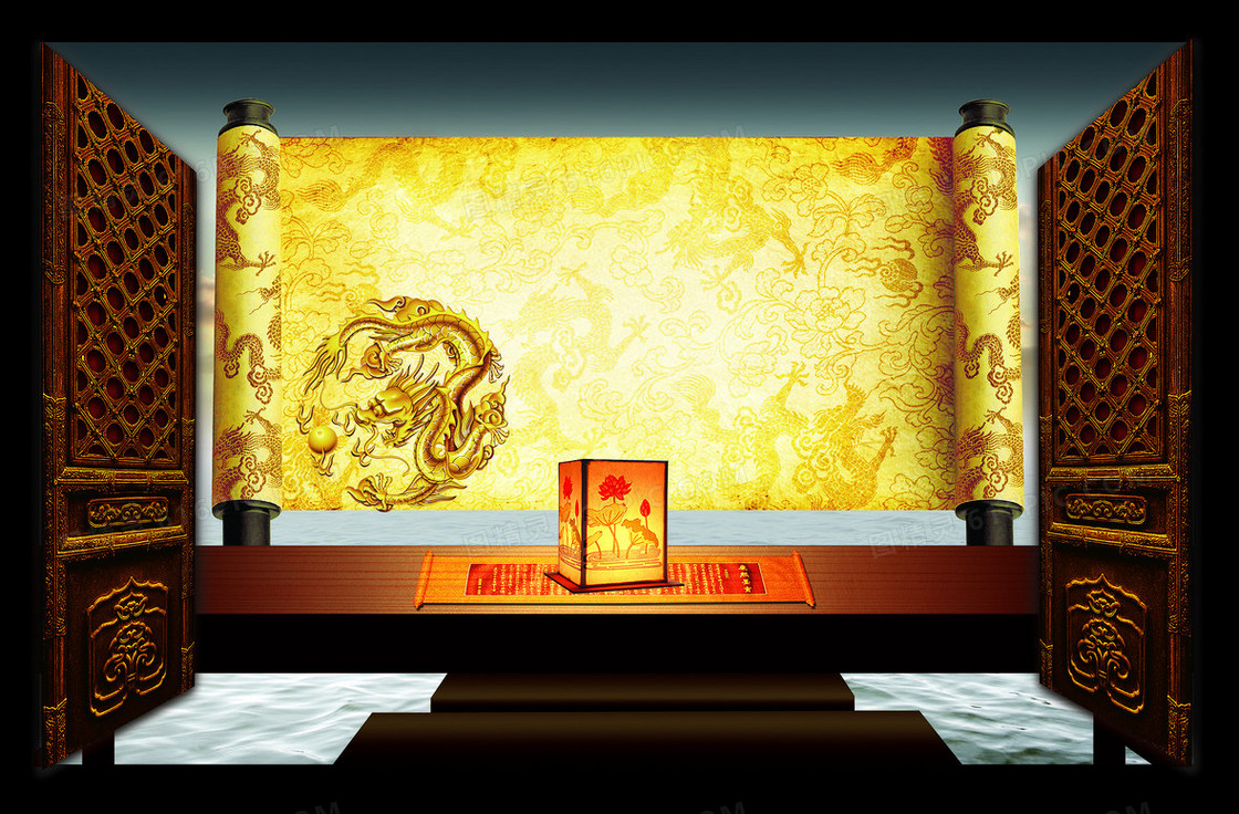 中国风古典窗格边框背景素材