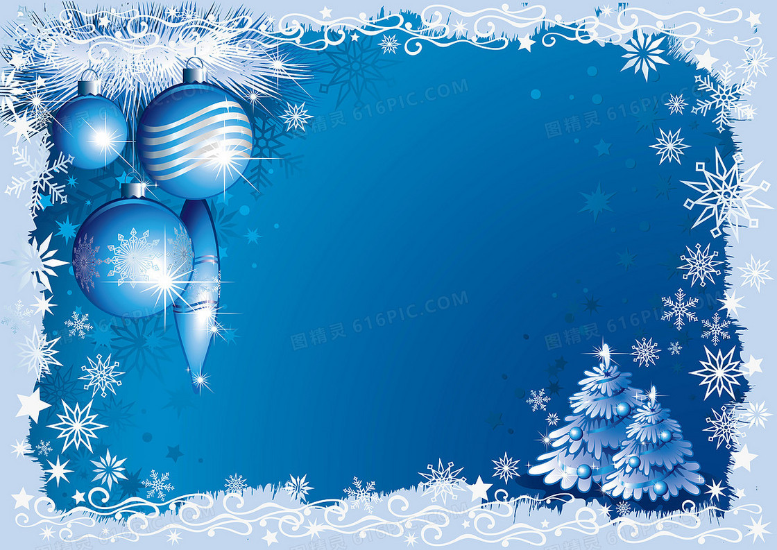 矢量质感蓝色圣诞节雪花背景素材