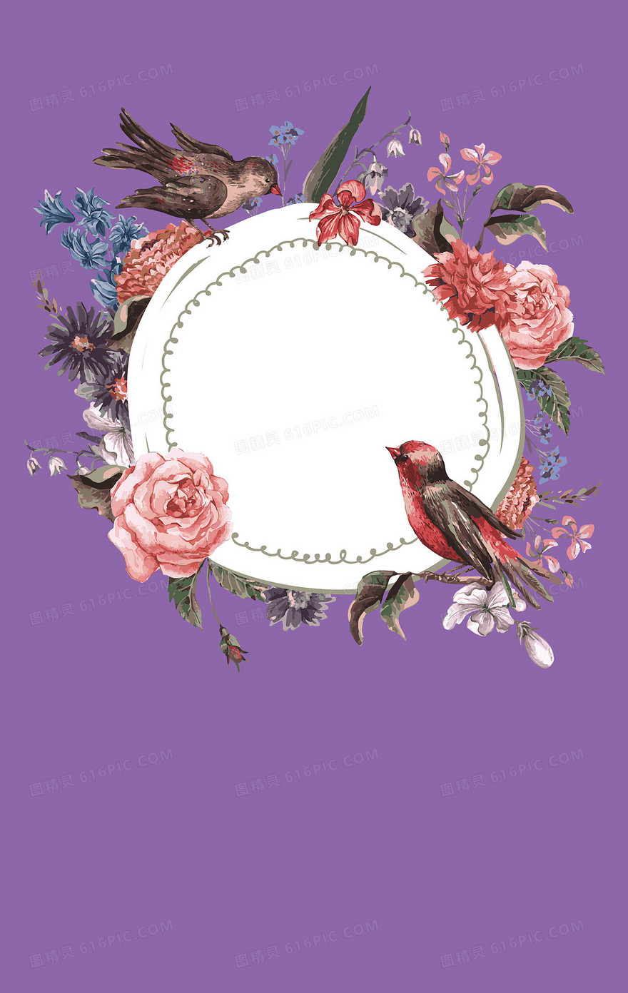 紫色婚礼邀请卡背景图