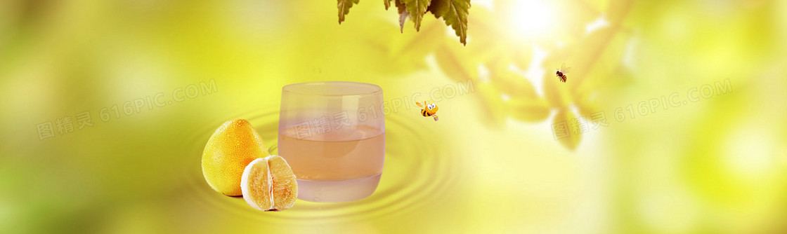 小清新黄色水果蜂蜜