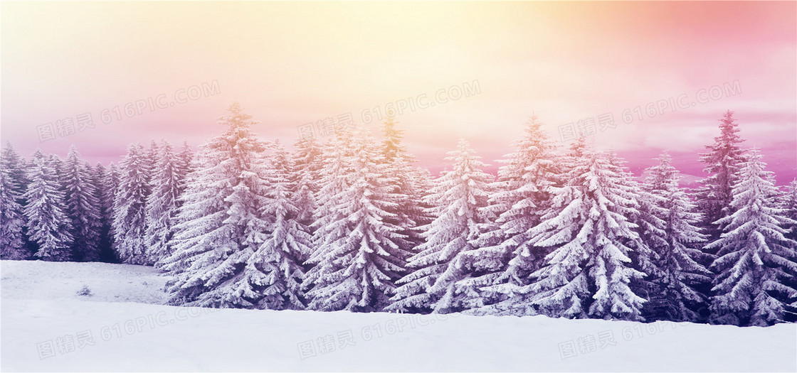 浪漫冬天雪景圣诞节海报背景