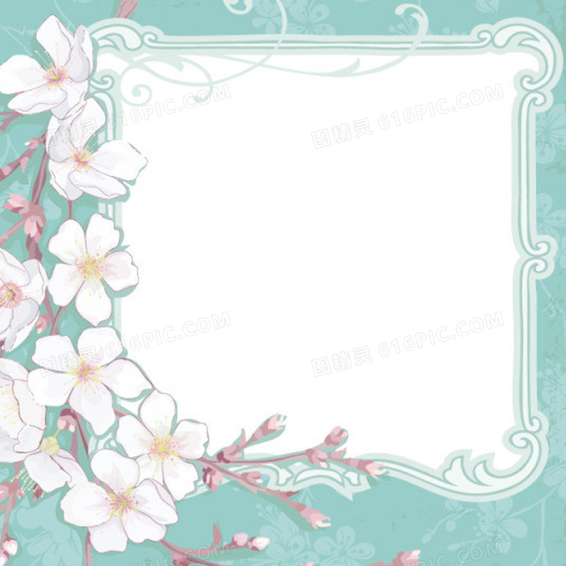 手绘樱花边框背景图