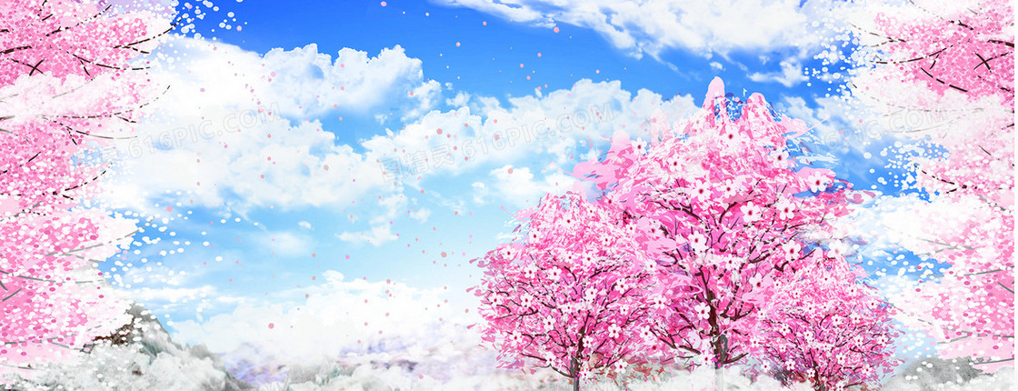 粉色手绘小清新樱花背景