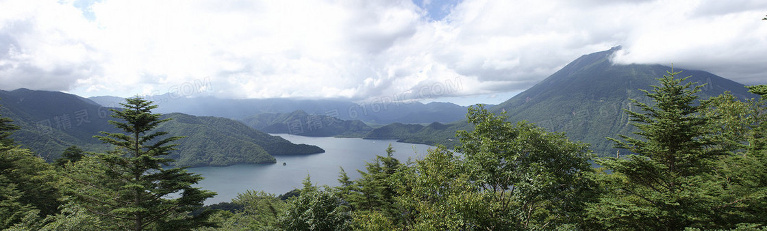 小清新森林高山海报背景