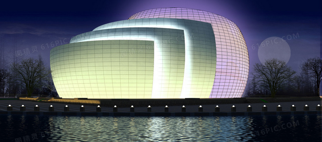 艺术场馆建筑夜景