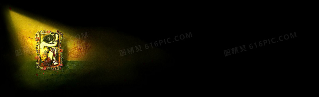 黑色卡通梦幻美女背景banner