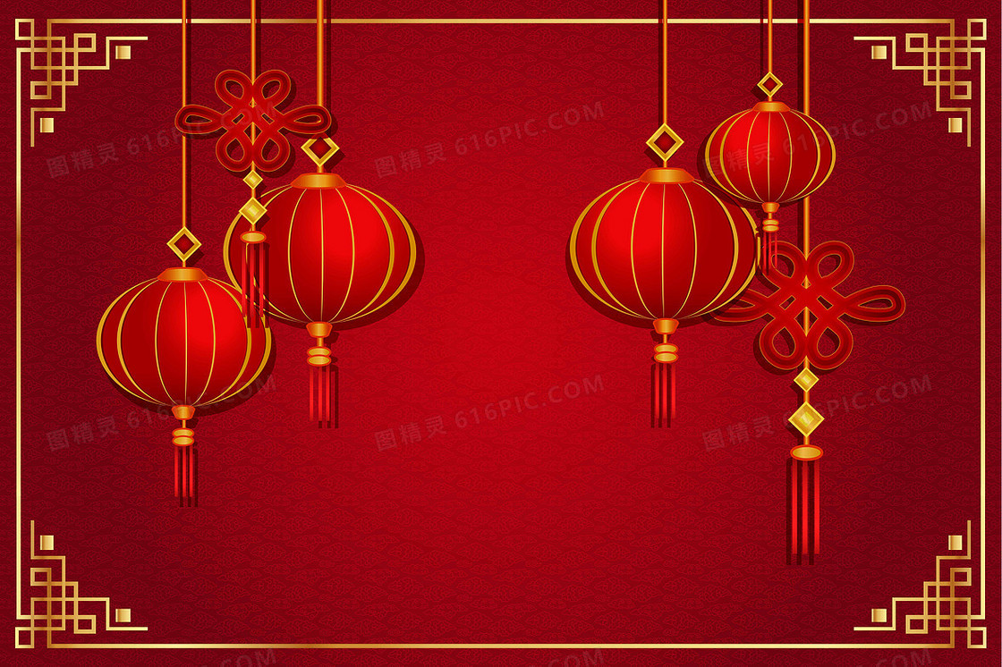 中国农历新年灯笼海报背景模板