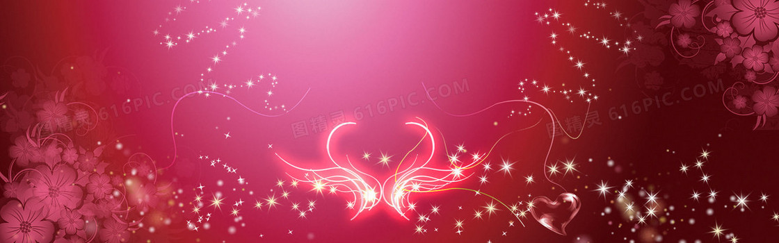 新年枚红色炫光花朵淘宝浪漫海报背景