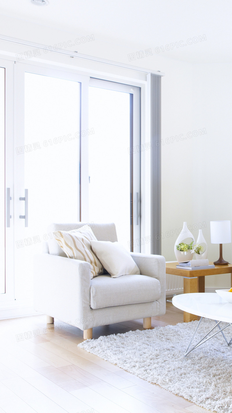 简约现代白色沙发H5背景素材