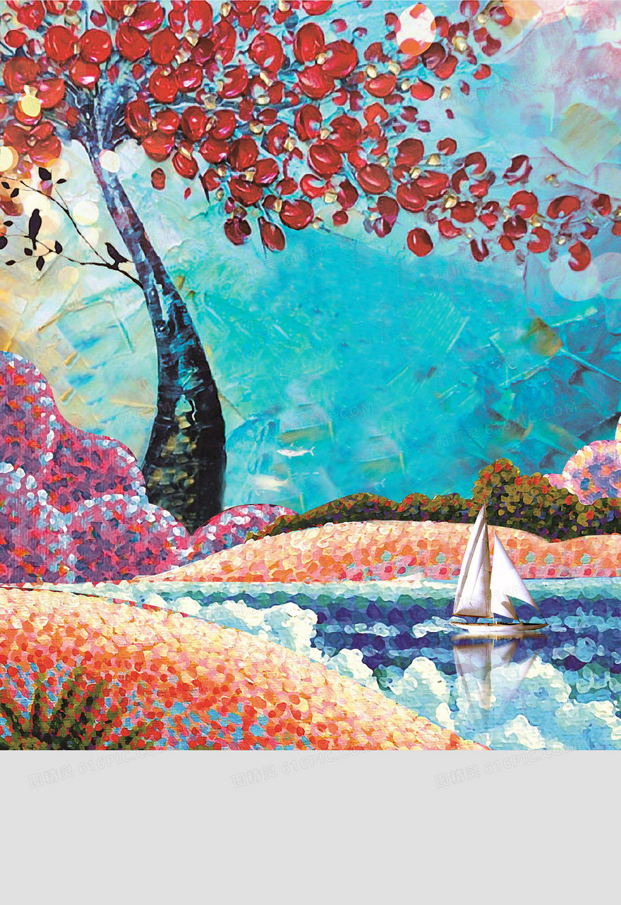 房产油画浪漫背景