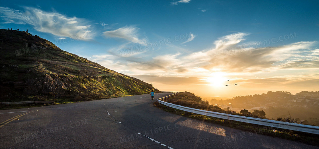 夕阳跑道banner背景