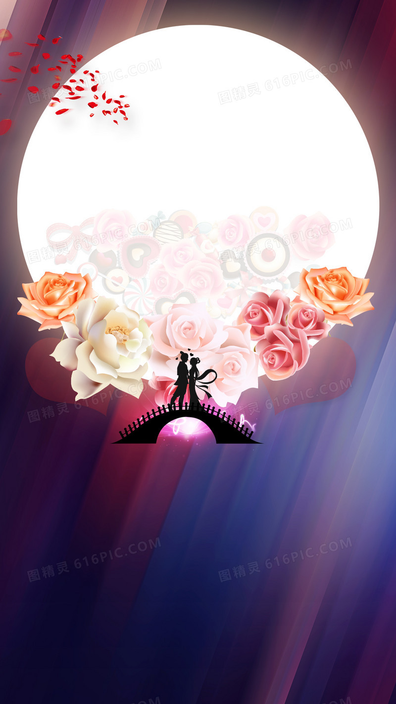 月亮情人节玫瑰背景