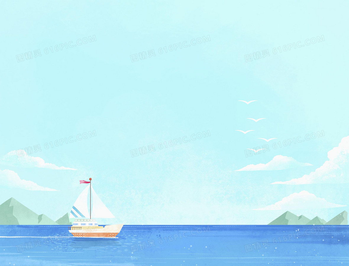 手绘夏日大海平面广告