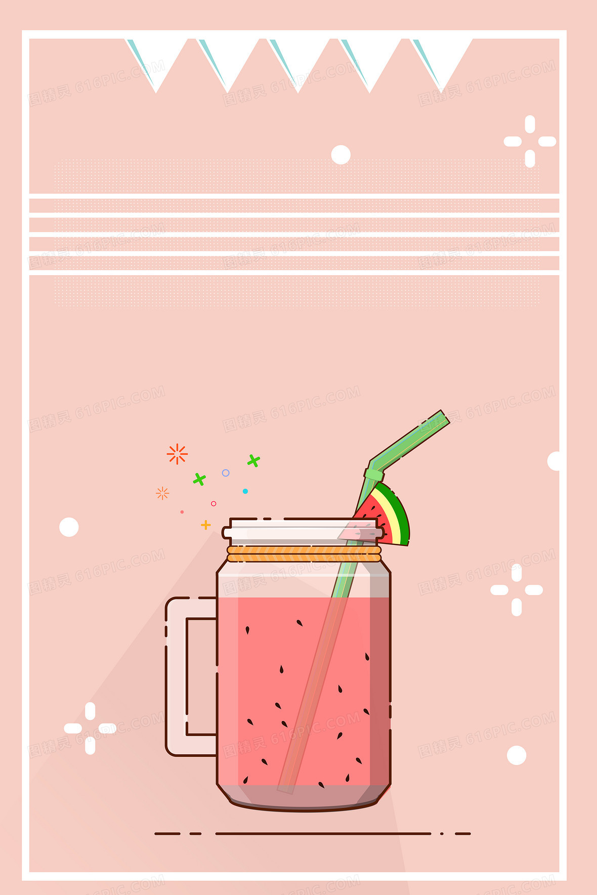 夏至夏天西瓜饮料背景