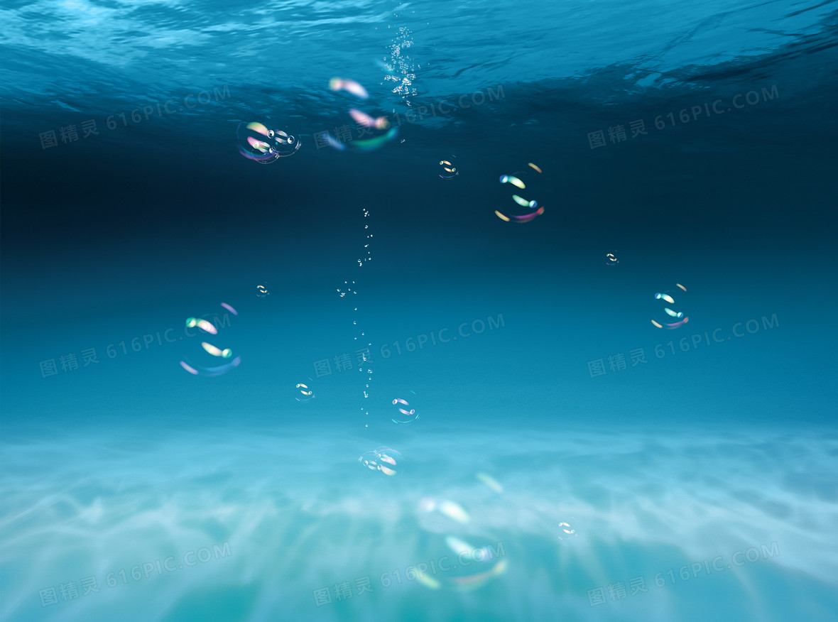 大气蓝色大海里的泡泡背景素材