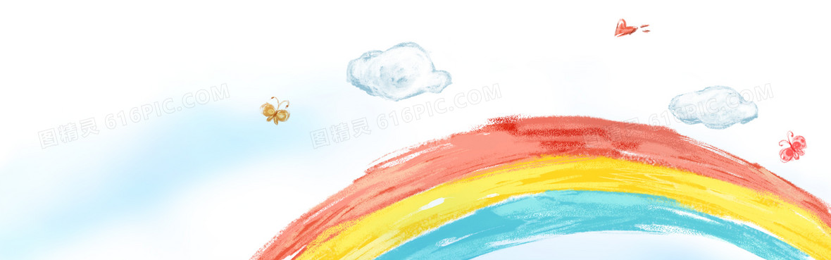 卡通七彩彩虹背景banner