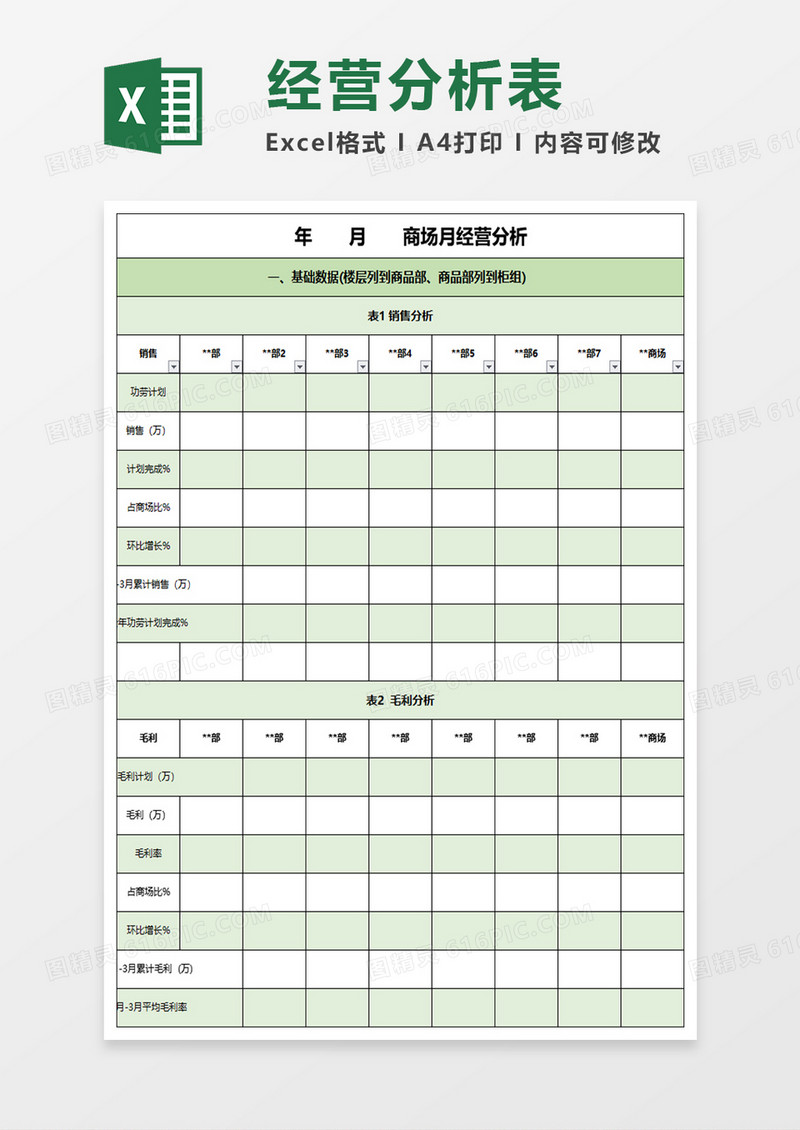 月经营数据分析excel表格