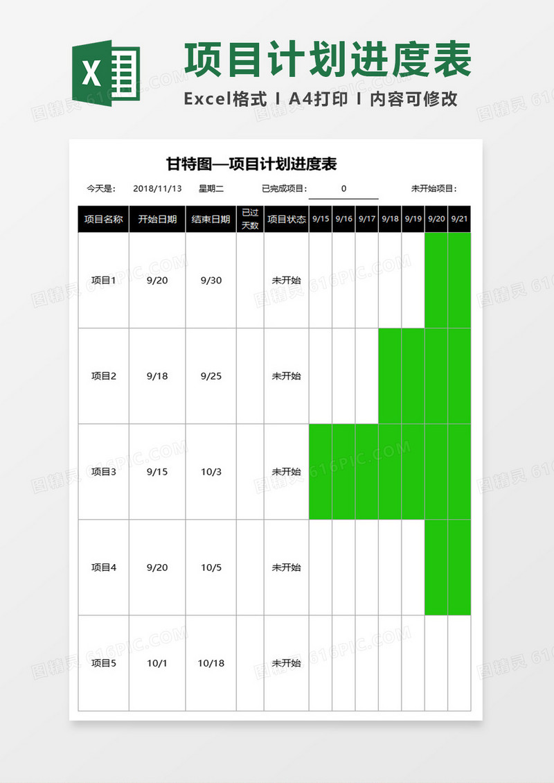 项目计划进度表