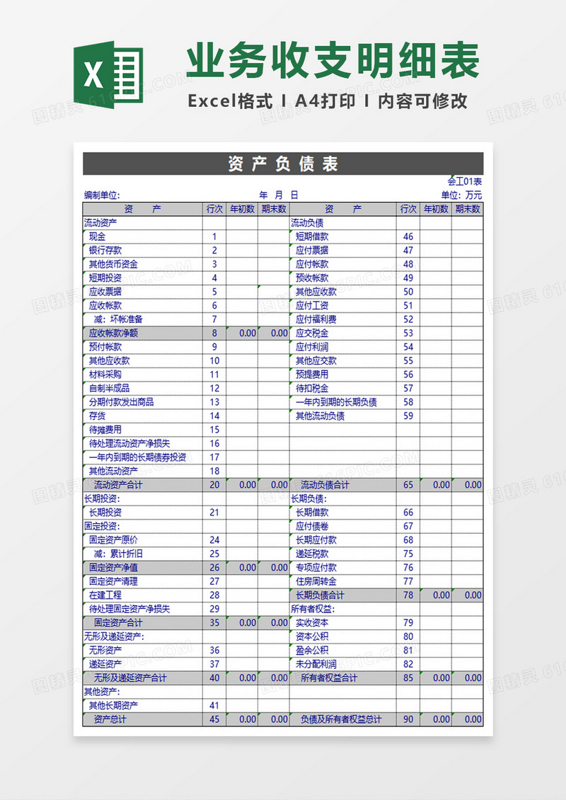 工业企业会计报表利润现金流量收支excel模板