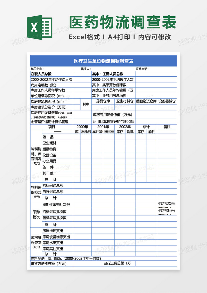 医疗单位物流Excel模板