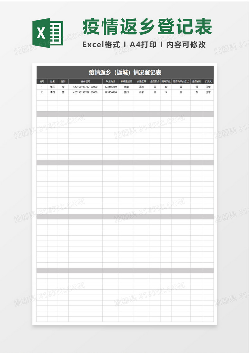 疫情返乡（返城）情况登记表