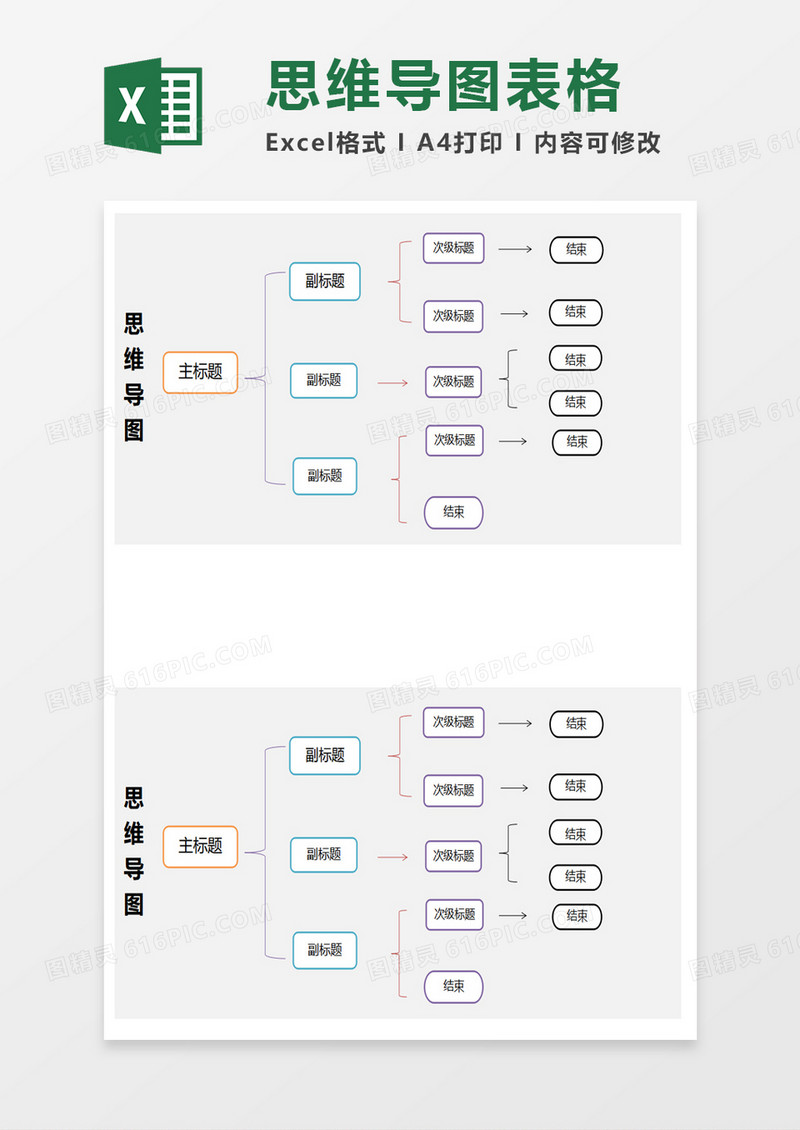 实用思维导图表格excel模板