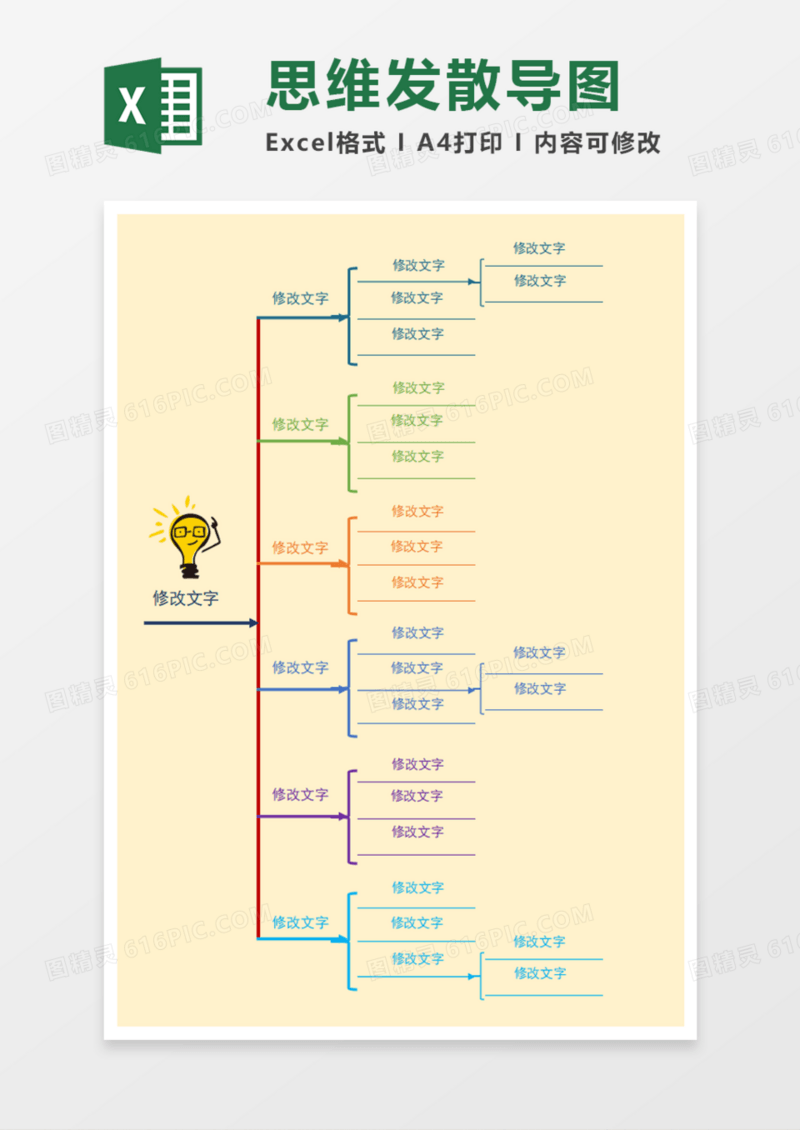 思维发散导图Execl模板