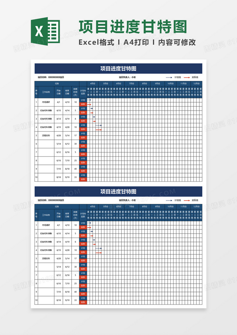 项目进度甘特图word模板