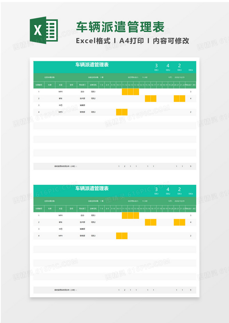 车辆派遣管理表