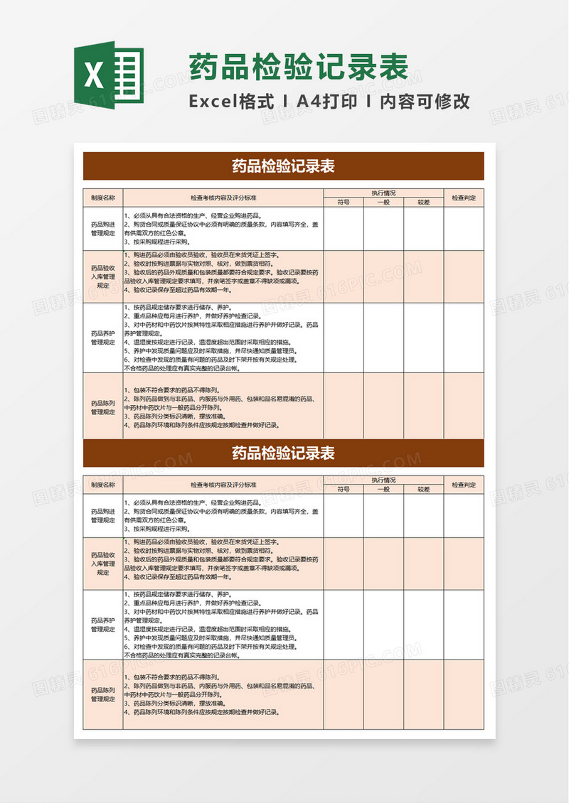 实用药品检验记录表excel模板