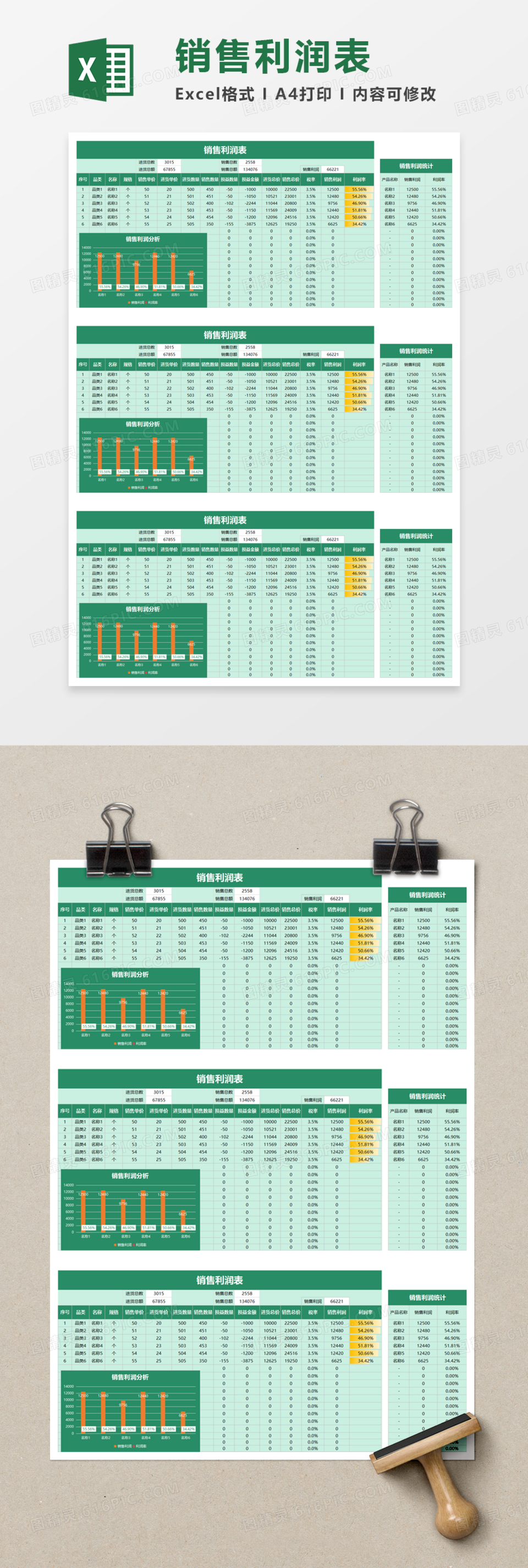 精美销售利润表Excel模板