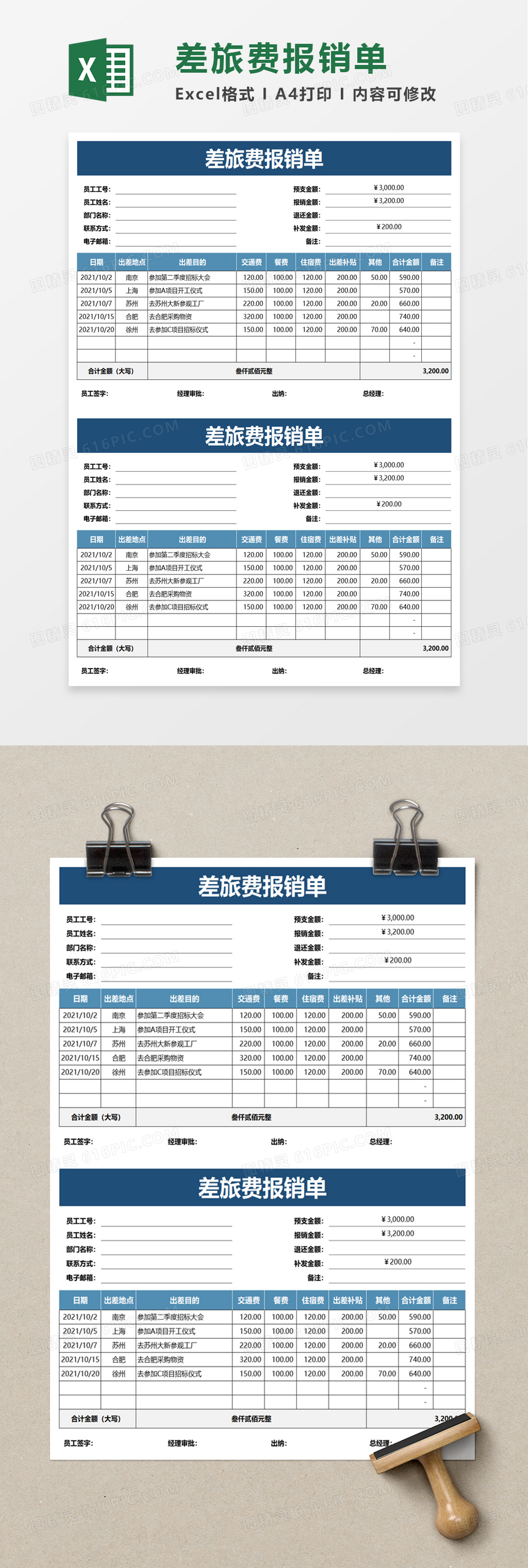 简单差旅费报销单word模板