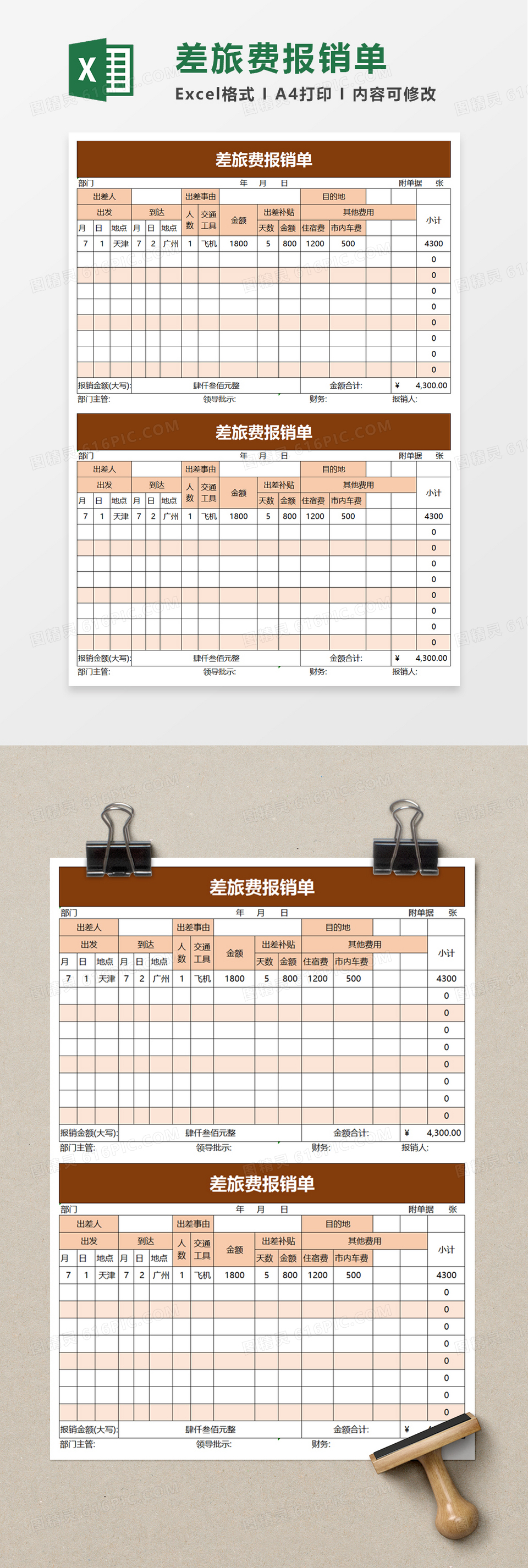 简洁实用差旅费报销单word模板