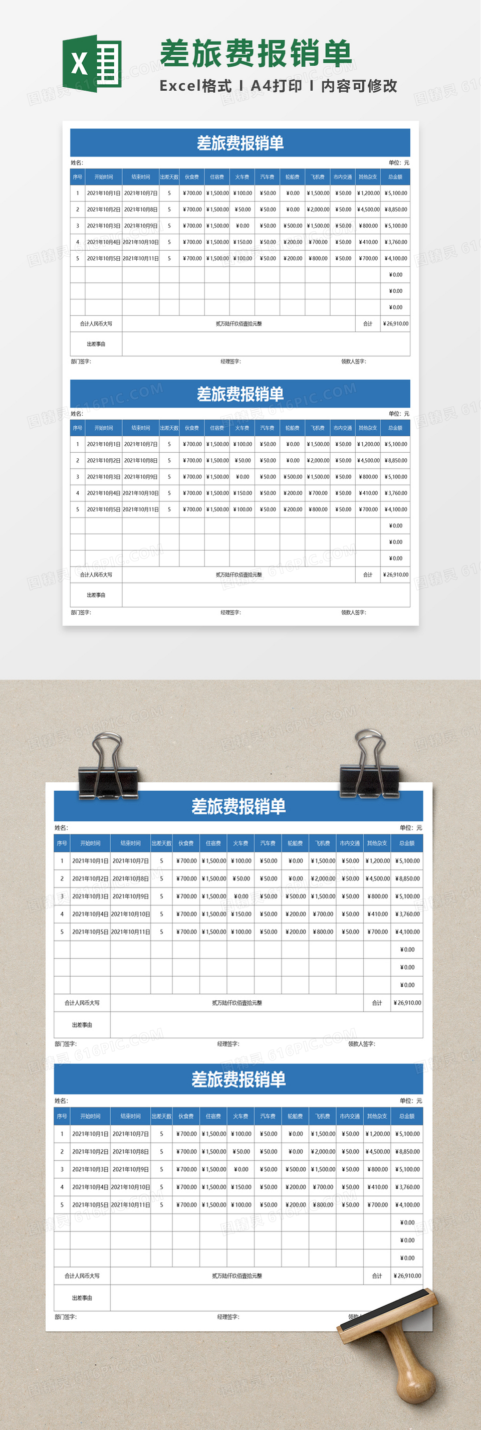 简单员工差旅费报销单word模板