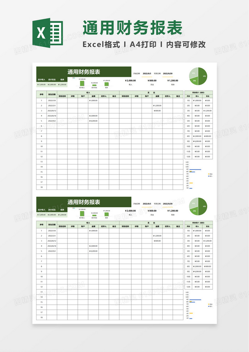 实用通用财务报表excel模板