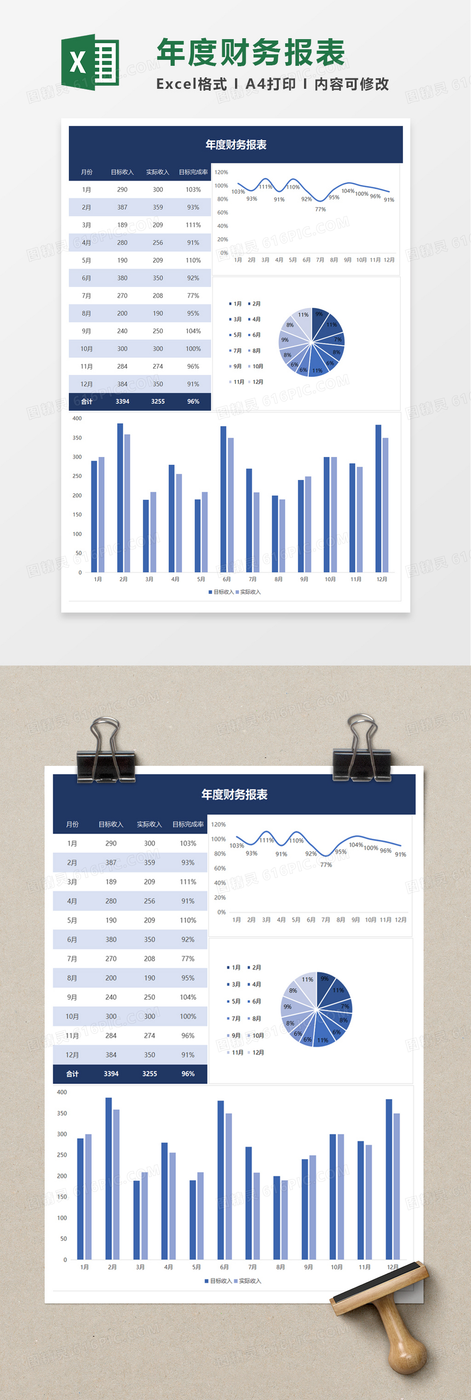 简洁企业年度财务报表excel模板