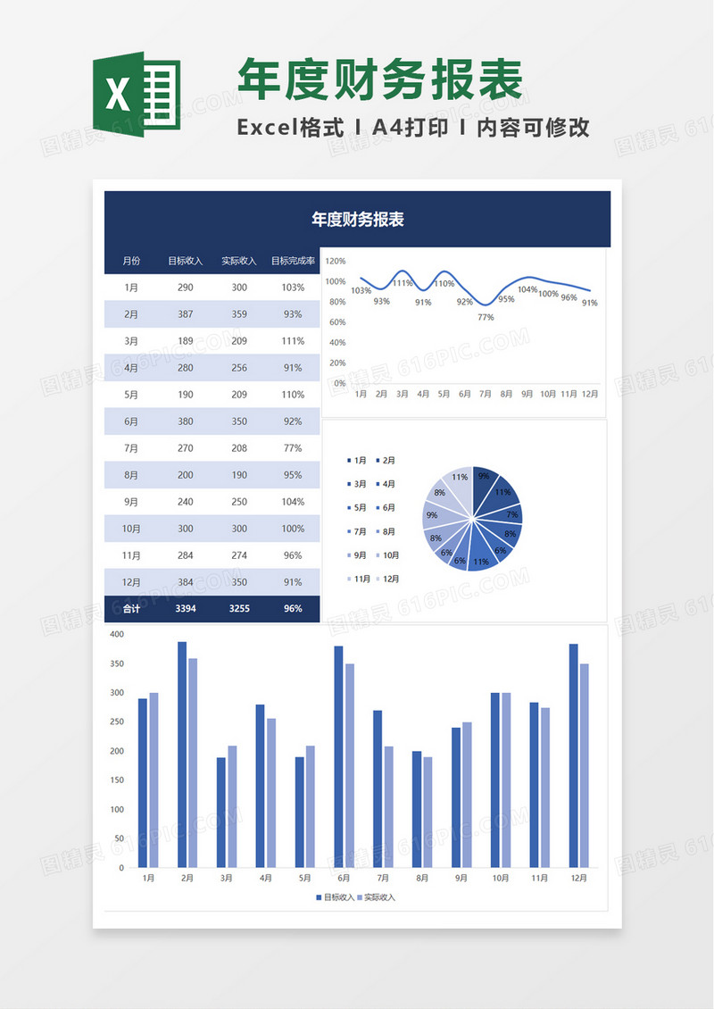 简洁企业年度财务报表excel模板