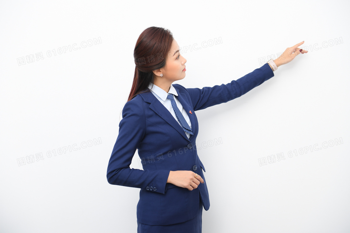 蓝色职业小西装美女图片