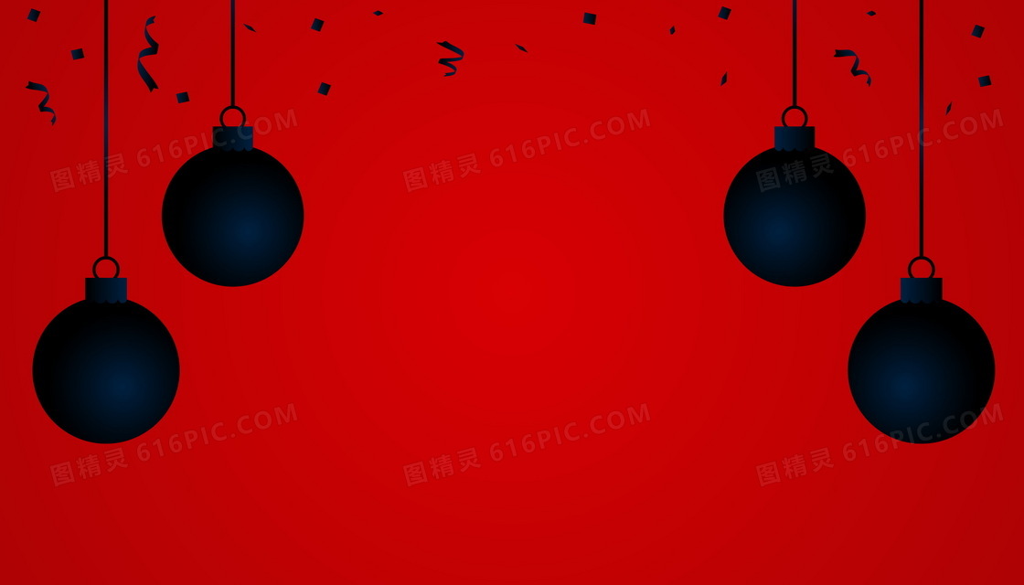 圣诞彩球红色背景图片
