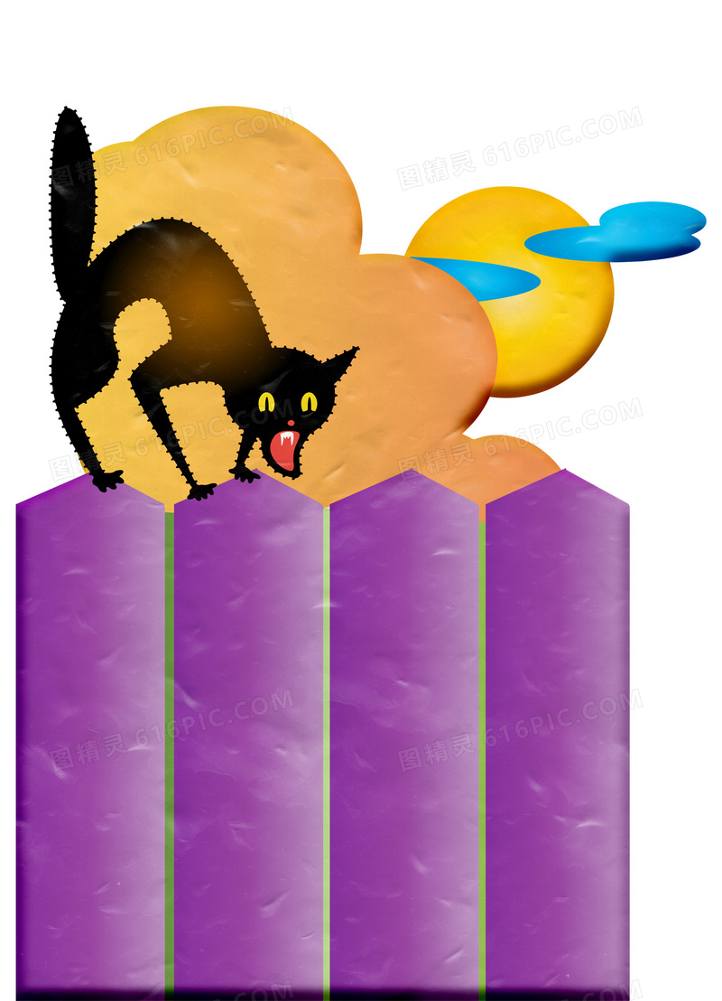 万圣节黑猫插画图片