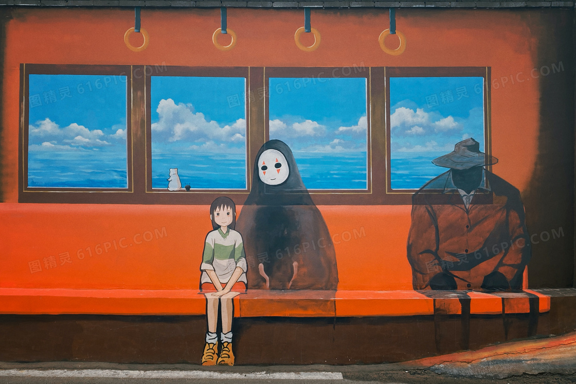 千与千寻手绘插画图片