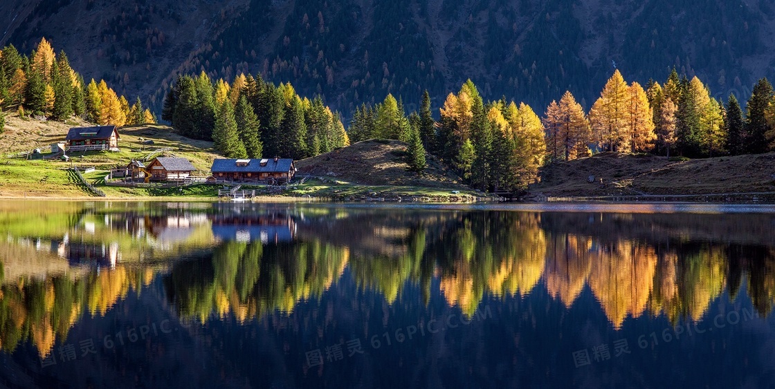 奥地利镜子湖风景图片