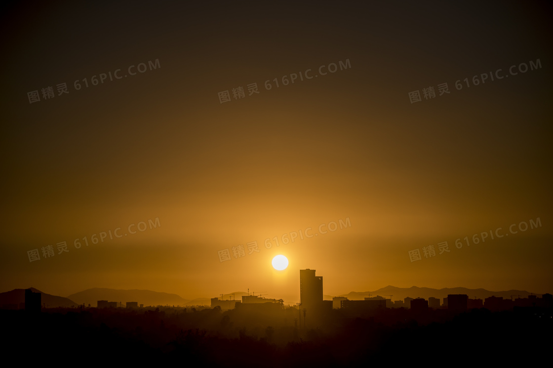 城市日落景观图片