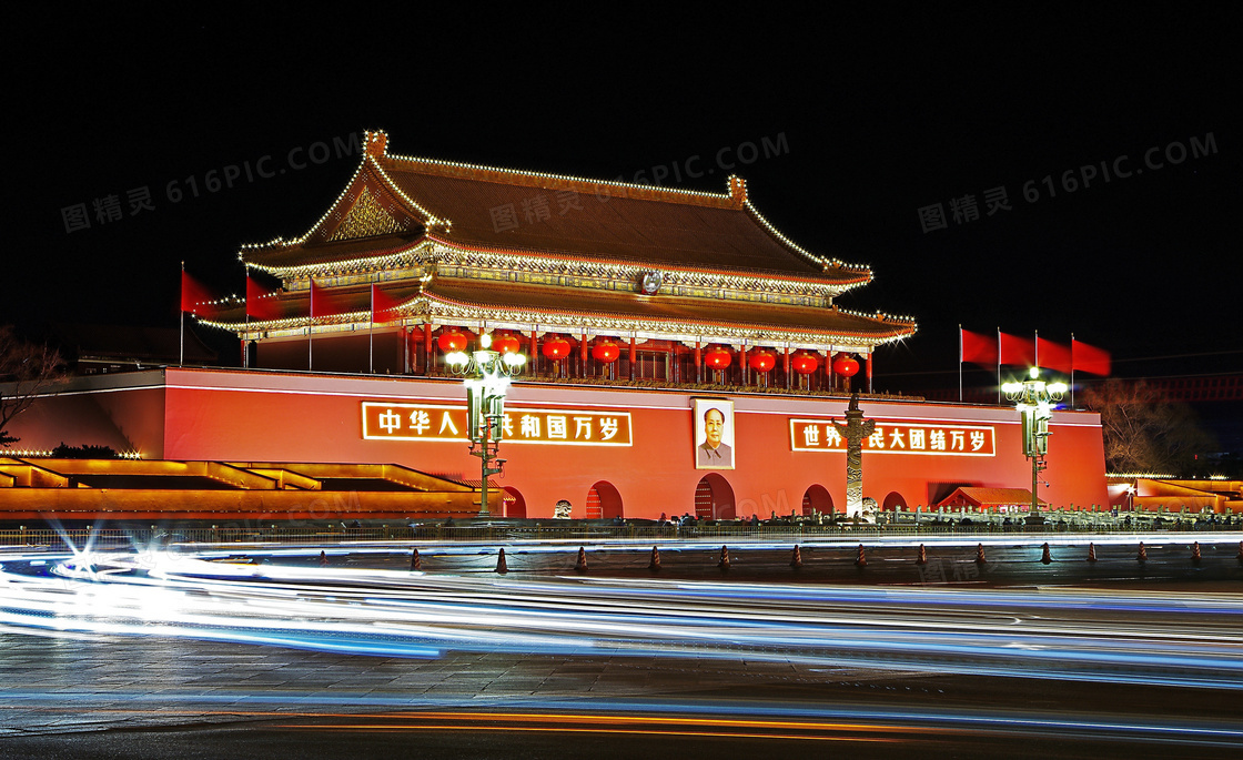 天安门夜景图片