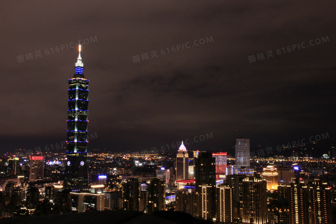 台北101夜景图片