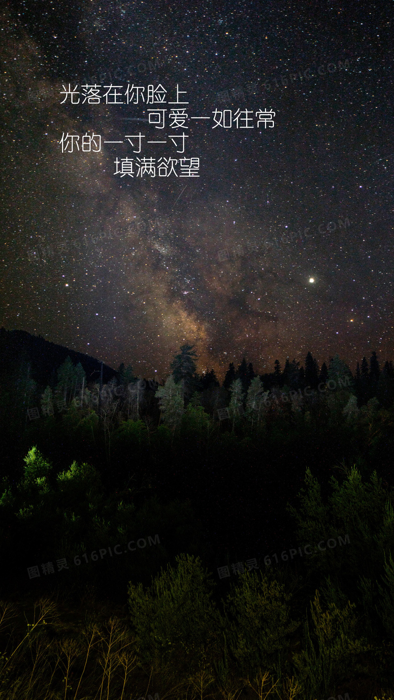 唯美意境夜晚星空带字图片