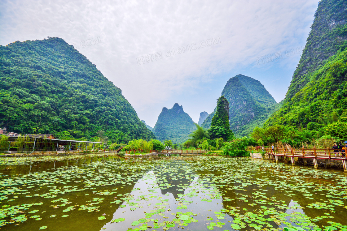 桂林山中世外桃源美景摄影图片